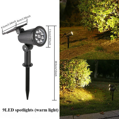 Solar LED Spotlight for Outdoor Garden Landscape Lighting Waterproof Solar Powered Spot Lights for Garden Lawn Yard Walkway