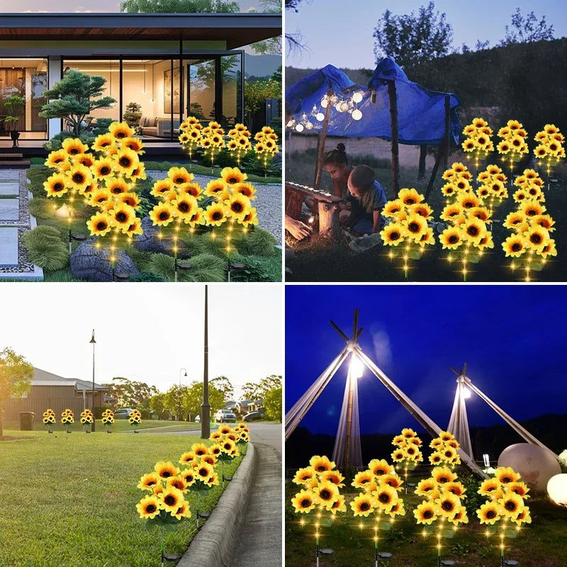 7 Heads LED Solar Simulation Sunflower Light Garden Yard Lawn Night Lights Landscape Lamp Home Decoration Christmas Flower Light