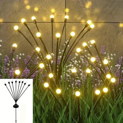 Outdoor Solar Pathway Light Waterproof 6/8/10 Heads Led Powered Swaying Firefly Lamp Star Burst Solar Firefly Garden Light