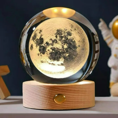 LED Crystal Ball Decoration Astronomy Solar System Planets Moon Astronaut Glass Globe Home Decorations Christmas Birthday Gifts