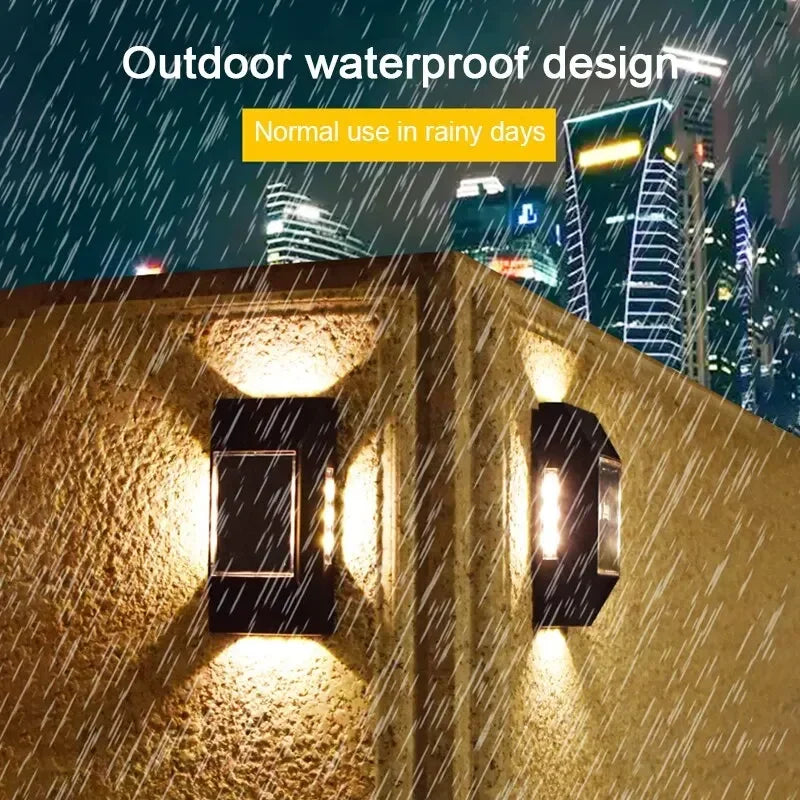 1/2//6pcs  LED Solar Wall Lamp Garden Outdoor Waterproof Four Sides Glowing Light Staircase Balcony Lighting Solar Wall Lights