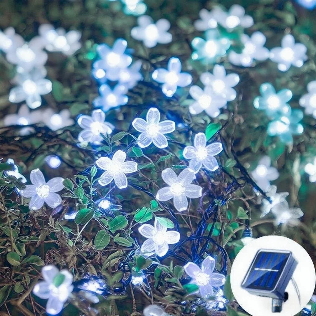 Solar Cherry Garden Flower LightsBattery-operated Garland Solar Outdoor Waterproof Lawn Pathway Christmas Decoration 2025