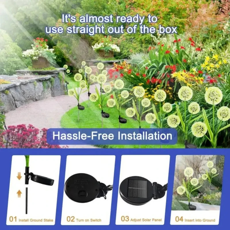 Solar Lights Outdoor Garden Decor,Solar Garden Lights Decorative Dandelion with LED Waterproof Solar Lights Outdoor for Yard