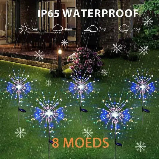 LED Solar Power Firework Lights Garden Decoration Fairy Lights Waterproof Outdoor Dandelion Lawn Lamp for Patio Garden Decor