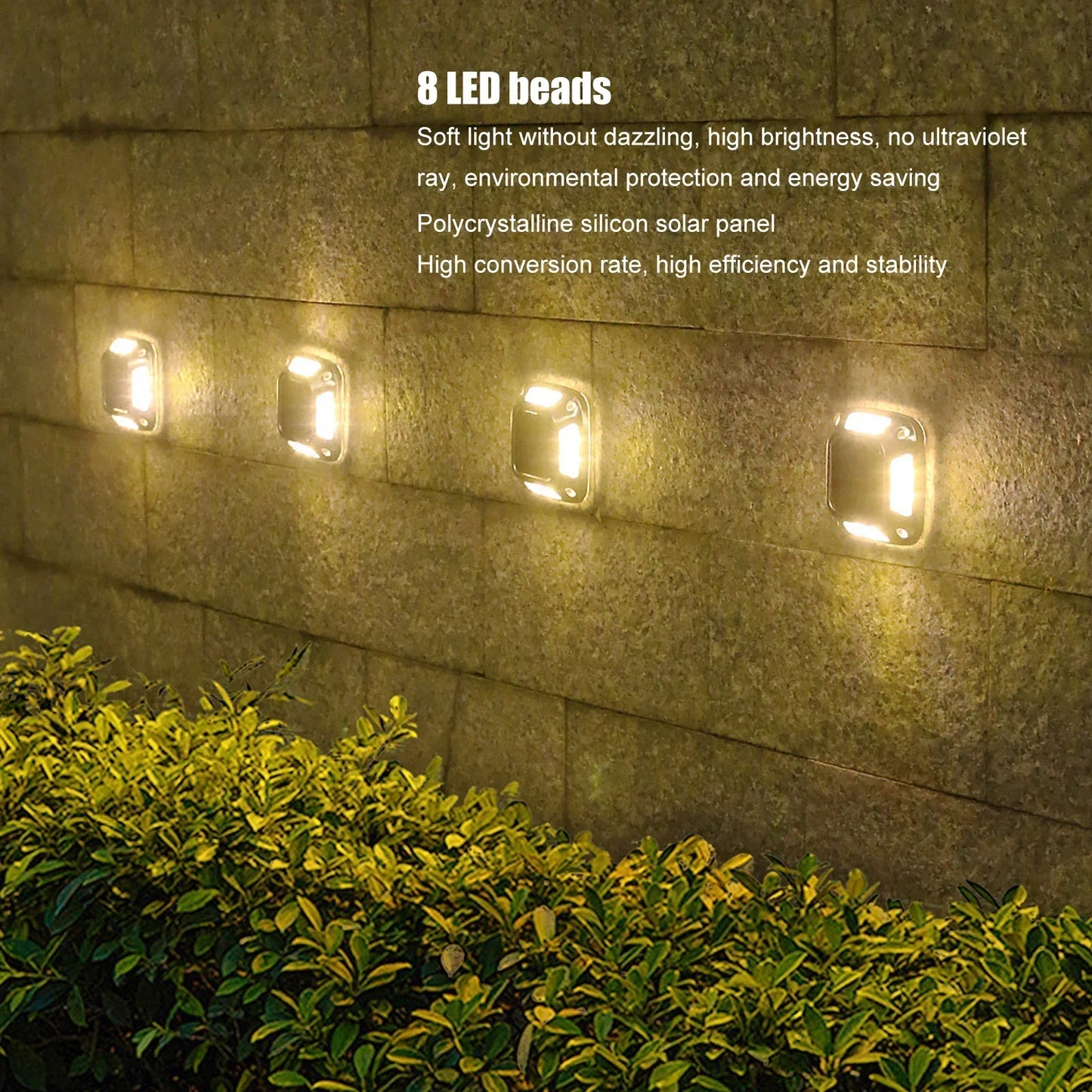 4PCS Solar Dock Lights 8LEDs Deck Driveway Light Outdoor Waterproof Wireless for Path Warning Garden Walkway Sidewalk Steps Deco