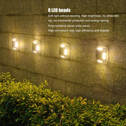 4PCS Solar Dock Lights 8LEDs Deck Driveway Light Outdoor Waterproof Wireless for Path Warning Garden Walkway Sidewalk Steps Deco