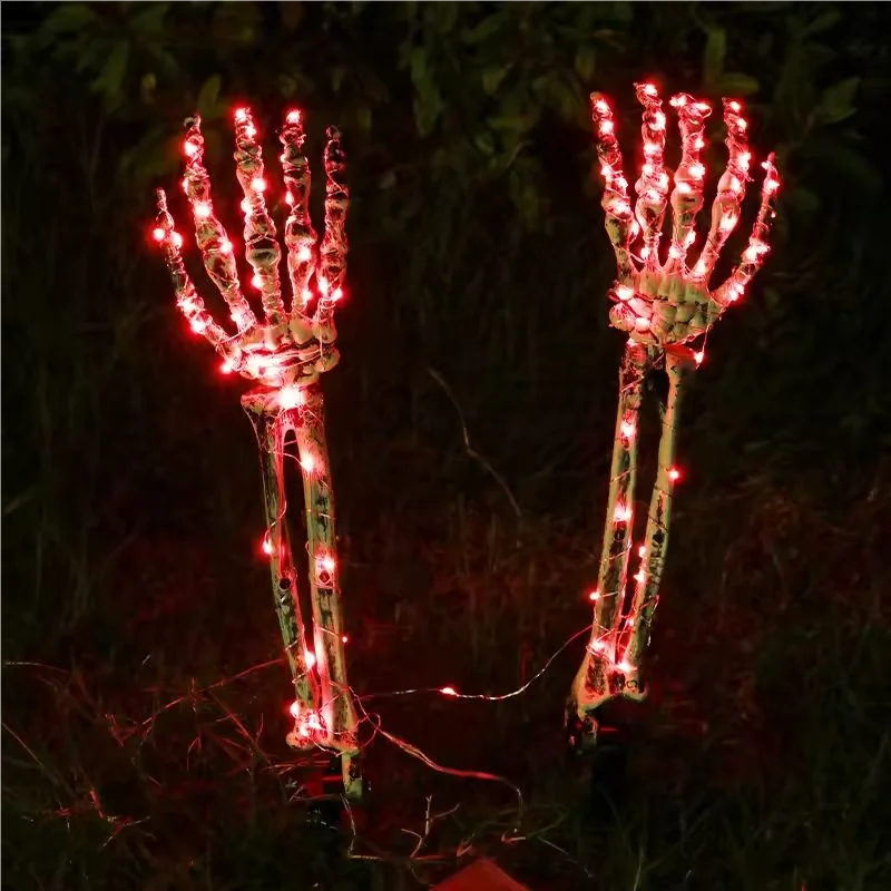 2PC Halloween Solar Garden Lights Outdoor Waterproof Ghost Hand LED Stake Lights Horror Atmosphere Decoration Lamp  For Festival