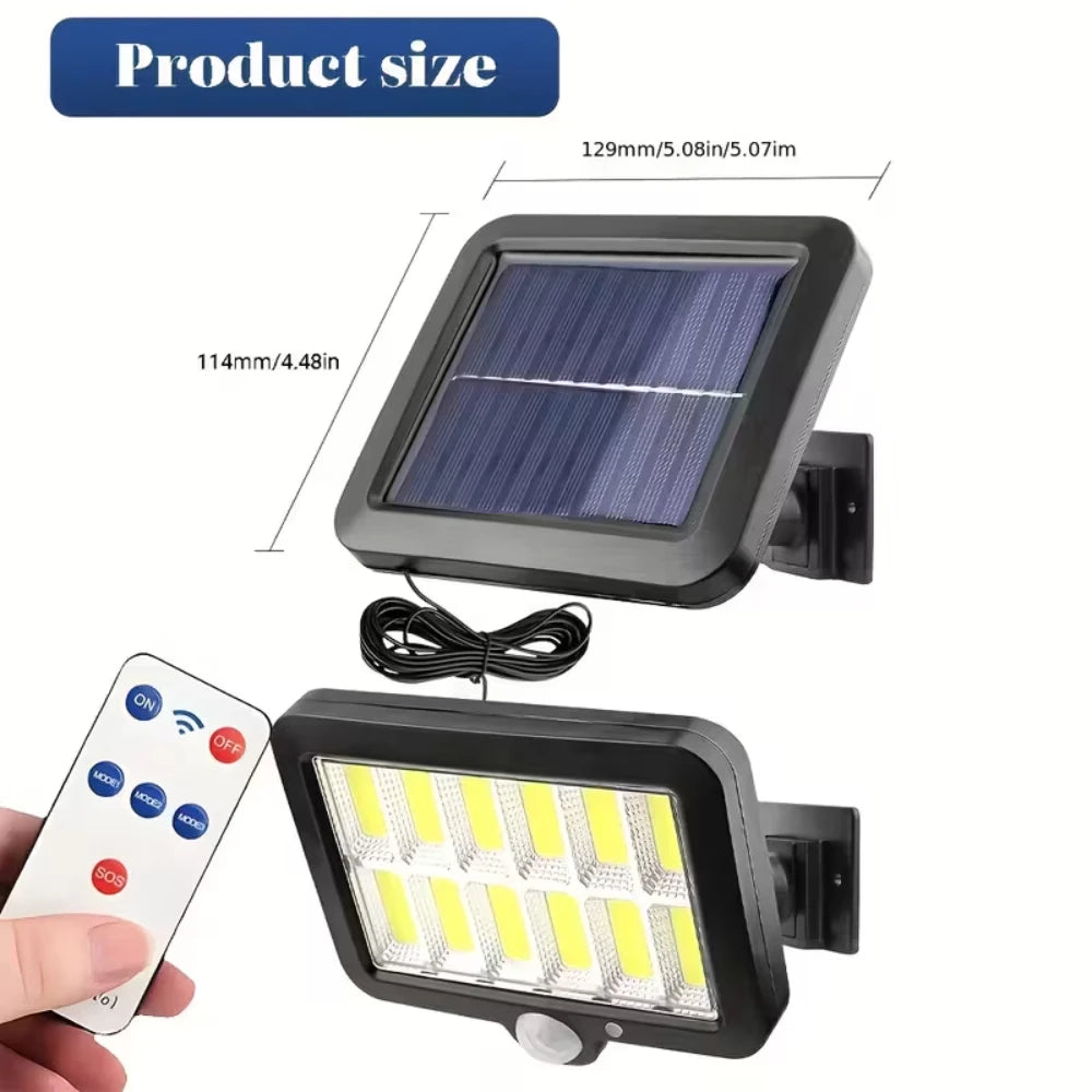 120 COB Solar Wall Lamp Motion Sensor Led Solar Lights 3 Modes with Remote Control Outdoor Waterproof Lamp for Garden Yard Decor