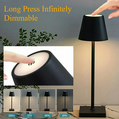 LED Table Lamps 3 Levels Dimmable Wireless Led Desk Lamp Touch Bedside Creative Ambient Light USB Rechargeable Bar Outdoor Decor