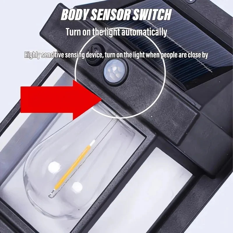 Powerful Outdoor Solar Lamp Garden Solar Powered light with Motion Sensor Waterproof Led Lighting External Decoration Warm White