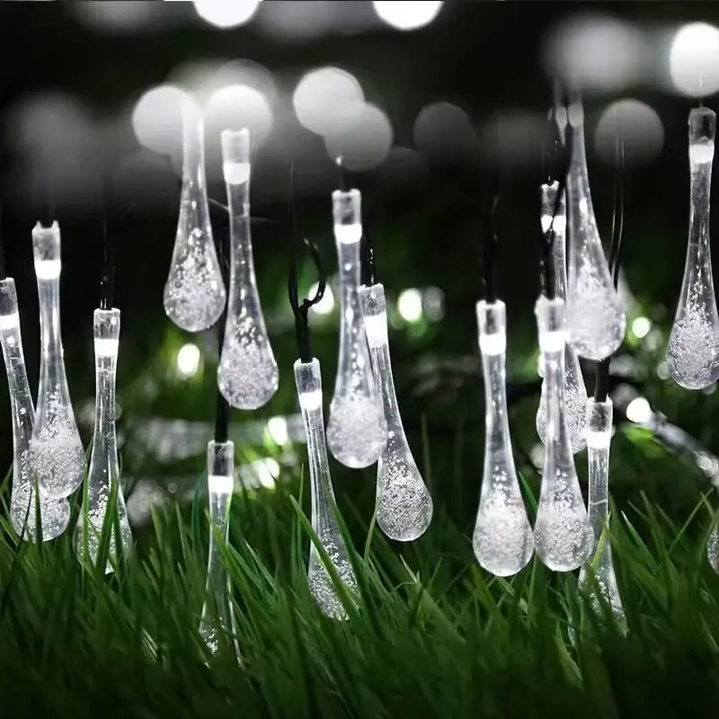1PC LED Solar Water Drop String Lights,Outdoor Waterproof Fairy Lights,Decoration Lamp For Garden,Lawn,Courtyard,Balcony&Wedding