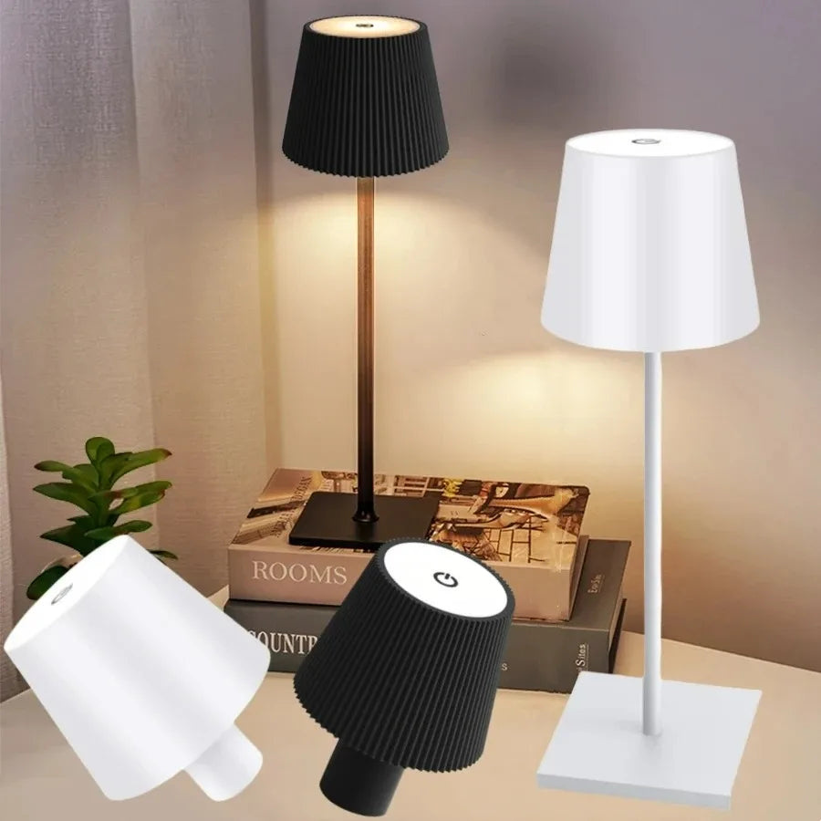 LED Table Lamps 3 Levels Dimmable Wireless Led Desk Lamp Touch Bedside Creative Ambient Light USB Rechargeable Bar Outdoor Decor