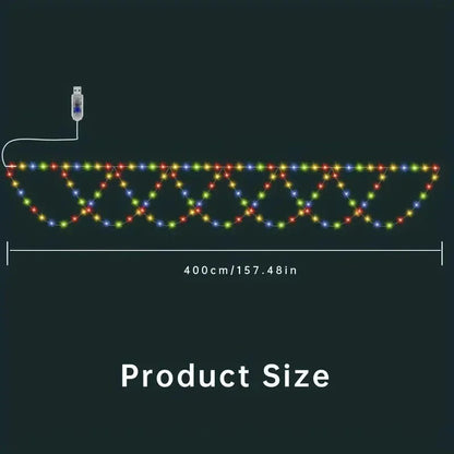 4M138 LED Light Christmas Lights String USB Plug-in Wave Shaped Hanging Curtain Light Bedroom Garden Eaves Deco LED String Lamps