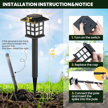 Solar Pathway Lights Outside Waterproof Walkway Warm Light Solar Powered Landscape Lights for Driveway Lawn Patio Sidewalk Yard