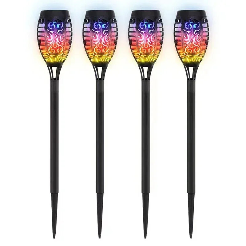 1/2/4/6/8/10Pcs Solar Flame Torch Lights Flickering Light Waterproof Garden Decoration Outdoor Lawn Path Yard Patio Floor Lamps