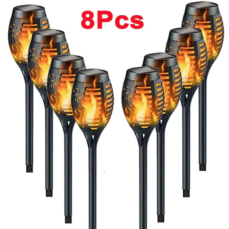 1-12PCS 12LED Solar Flame Torch Light Flickering Light Waterproof Garden Decoration Outdoor Lawn Path Yard Patio Floor Lamp