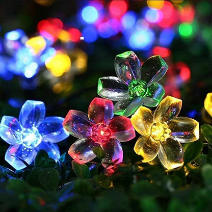 5M 20LED Solar String Lights Outdoor Waterproof 8 Mode Battery Operated Cherry Flower Light Garden Party Decoration