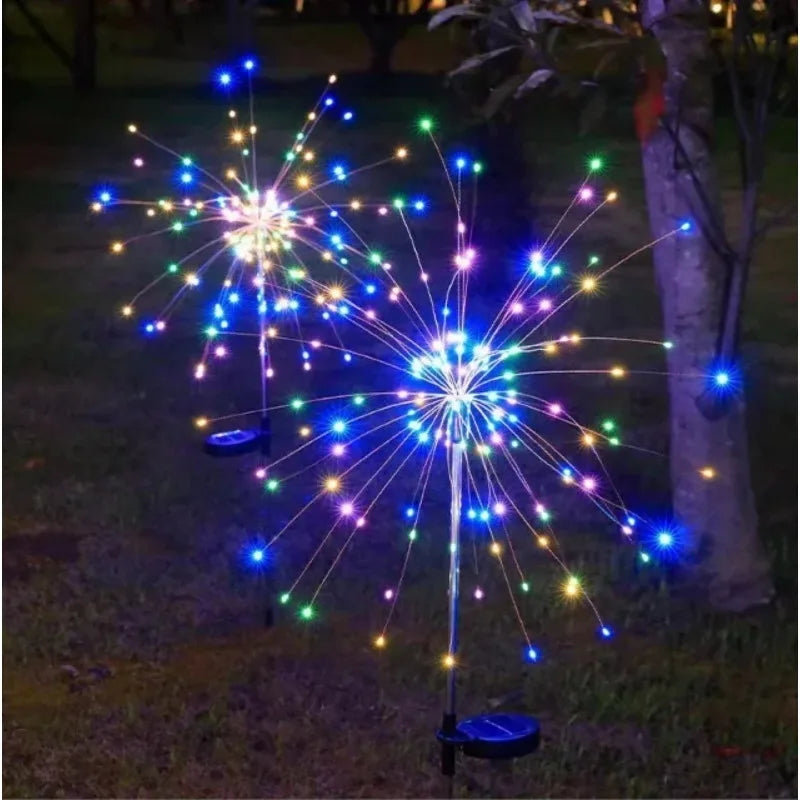 6/4/2PCS Outdoor Solar Fireworks Light Waterproof Solar Garden Flower Light 8 Lighting Modes Christmas Yard Patio Decoration