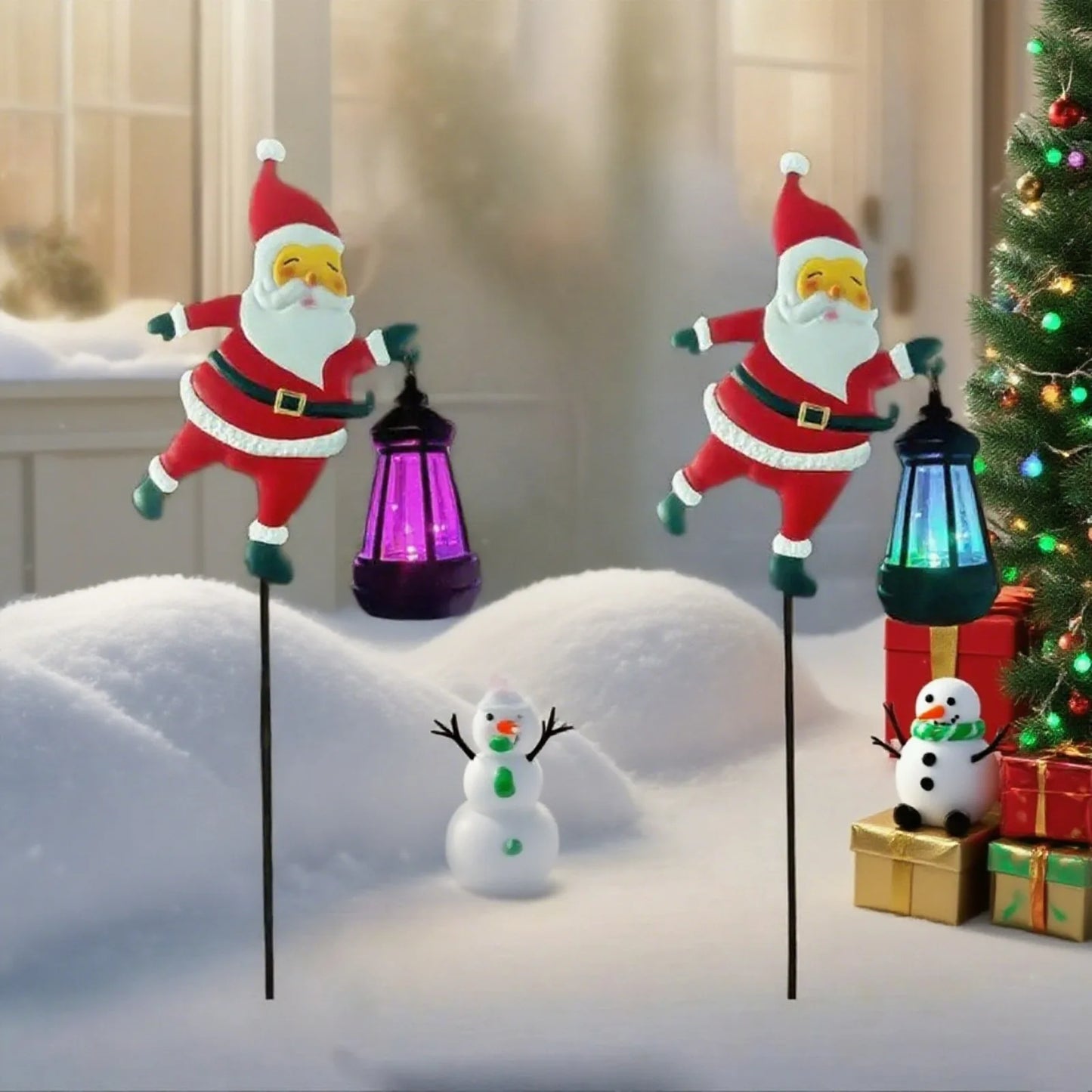 Christmas Solar Kettle Lights Garden Lawn Decorative Santa Claus Kettle Ground Lamp Solar LED Night Lights Outdoor Decor