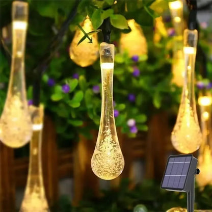 1PC LED Solar Water Drop String Lights,Outdoor Waterproof Fairy Lights,Decoration Lamp For Garden,Lawn,Courtyard,Balcony&Wedding