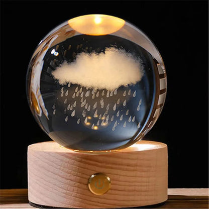 LED Crystal Ball Decoration Astronomy Solar System Planets Moon Astronaut Glass Globe Home Decorations Christmas Birthday Gifts