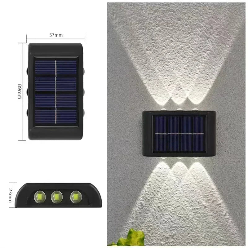 Outdoor Lights Solar Powered, Convex Mirror Wall Light, IP65 Waterproof Up and Down Courtyards Gardens Stairs Corridors Walls