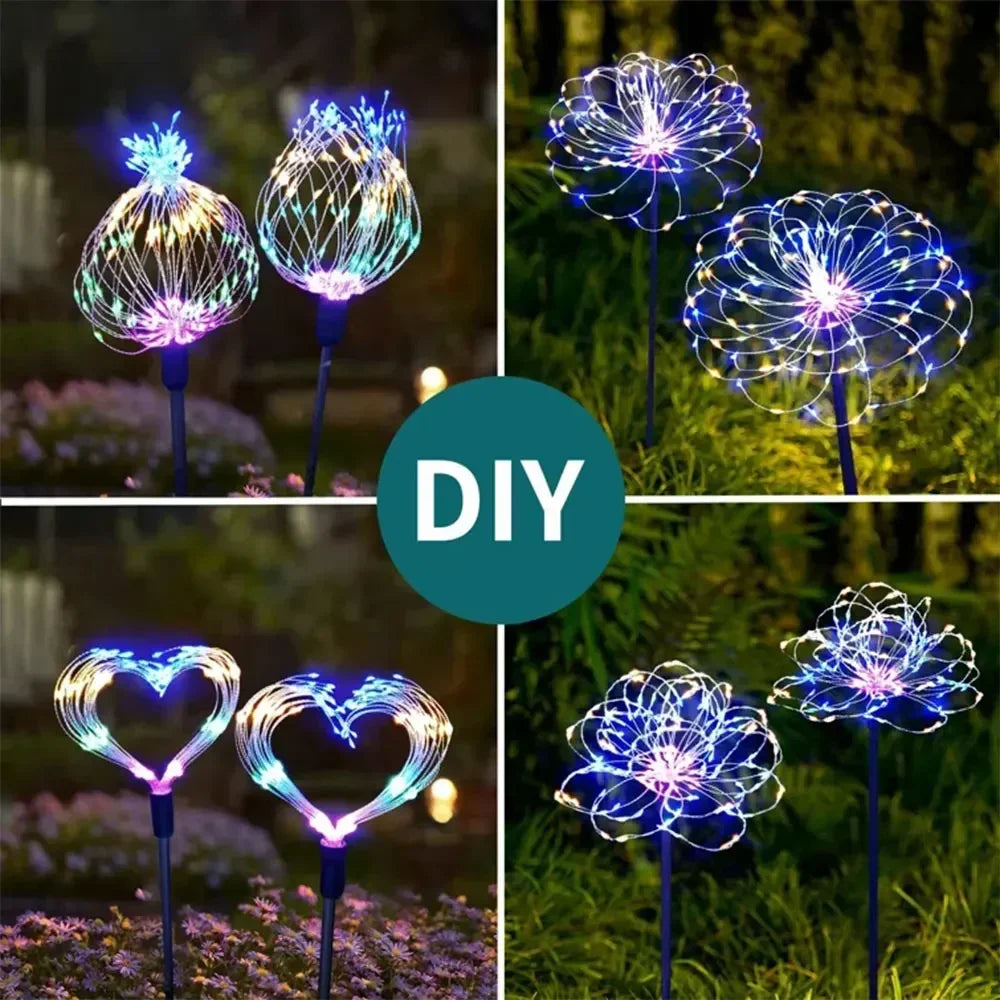 6/4/2PCS Outdoor Solar Fireworks Light Waterproof Solar Garden Flower Light 8 Lighting Modes Christmas Yard Patio Decoration