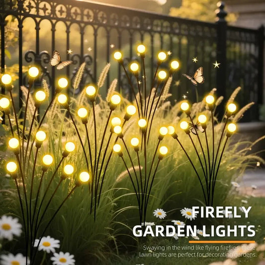 Outdoor Solar Firefly Lights Waterproof LED Technology Auto on Off Function Lawn Garden Courtyard Patio Warm White Lighting
