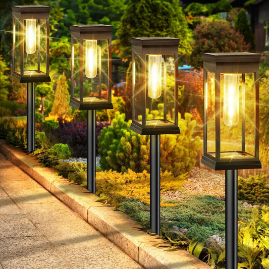 4 PCS Solar Lights Outdoor Solar Pathway Lights Waterproof Solar Lamps Landscape Lighting for Path Yard Garden Christmas