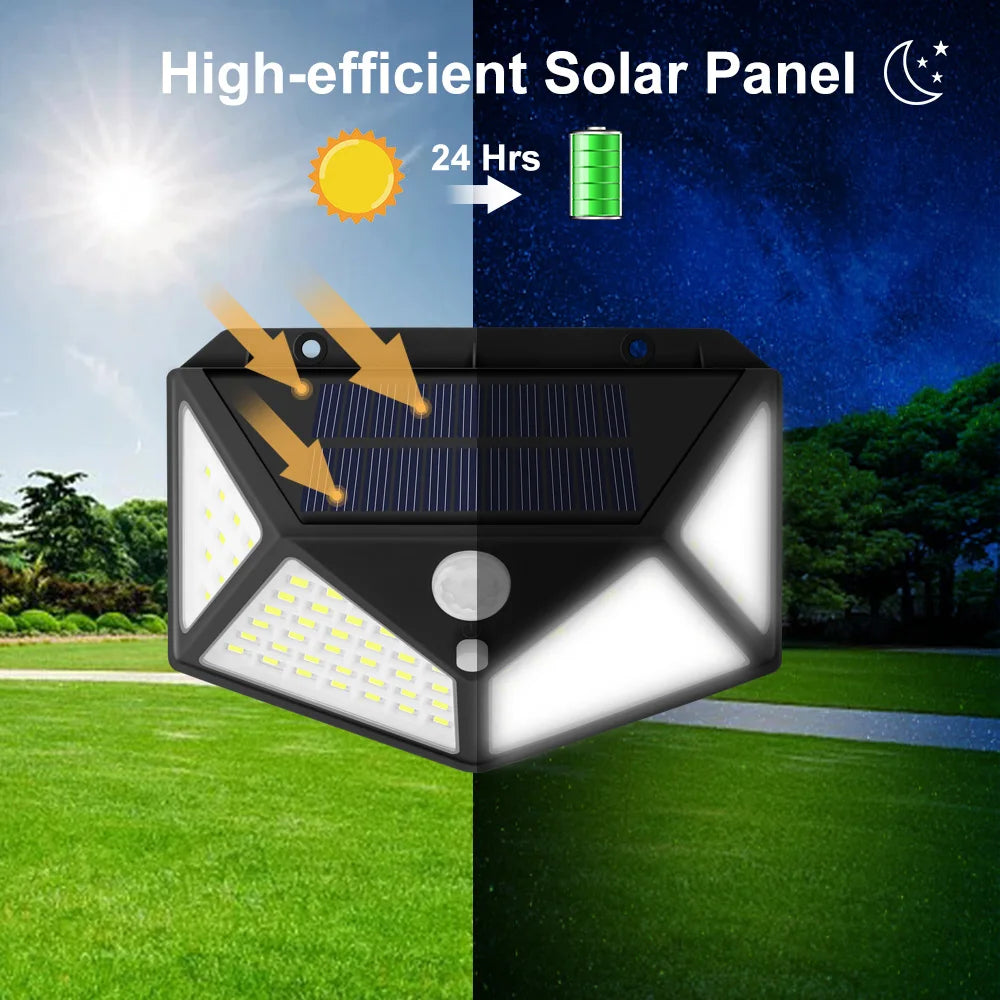 1/2/4/Pcs 100 LED Wall Lights Outdoor Solar Lamp PIR Motion Sensor Solar Powered Sunlight Street Light for Garden Decoration