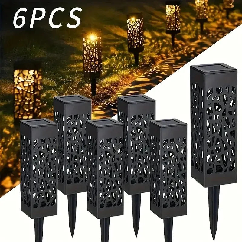 1-6Pcs Solar Outdoor Garden Light LED Hollow Carved Path Landscape Lawn Light For Garden Courtyard Terrace And Sidewalk Lighting