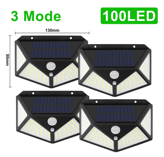 1/2/4/Pcs 100 LED Wall Lights Outdoor Solar Lamp PIR Motion Sensor Solar Powered Sunlight Street Light for Garden Decoration