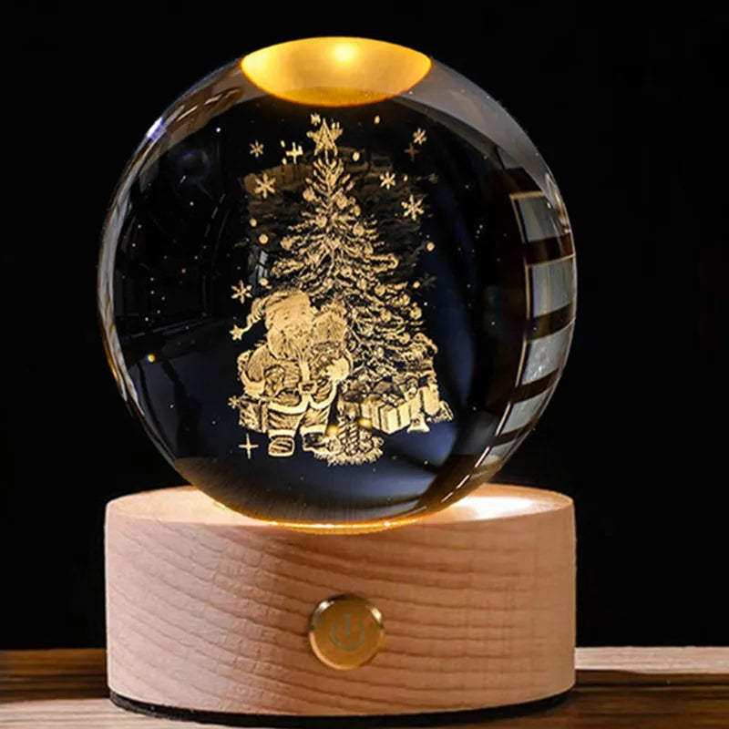 LED Crystal Ball Decoration Astronomy Solar System Planets Moon Astronaut Glass Globe Home Decorations Christmas Birthday Gifts