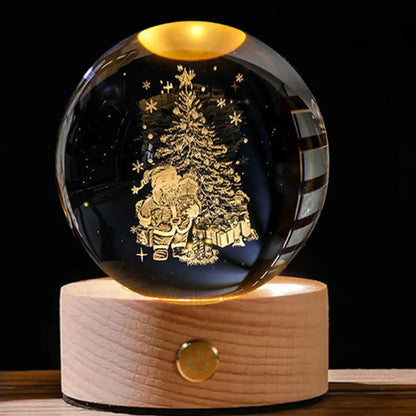 LED Crystal Ball Decoration Astronomy Solar System Planets Moon Astronaut Glass Globe Home Decorations Christmas Birthday Gifts