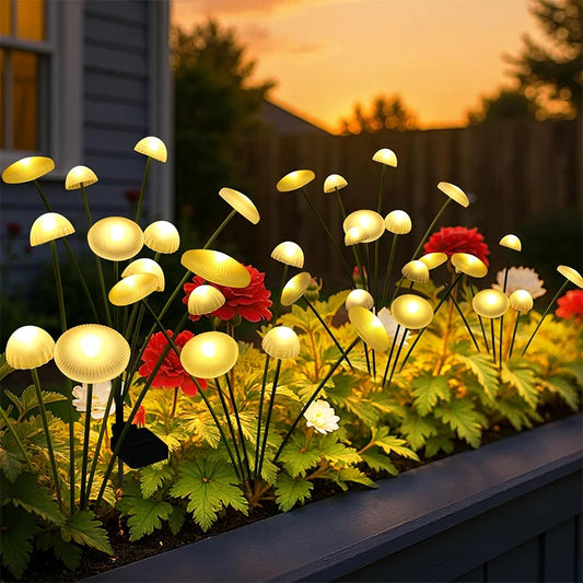 Solar Light Outdoor Garden Waterproof, Mushroom Firefly Lights, Swaying Lamp for Pathway, Yard, Patio Decoration