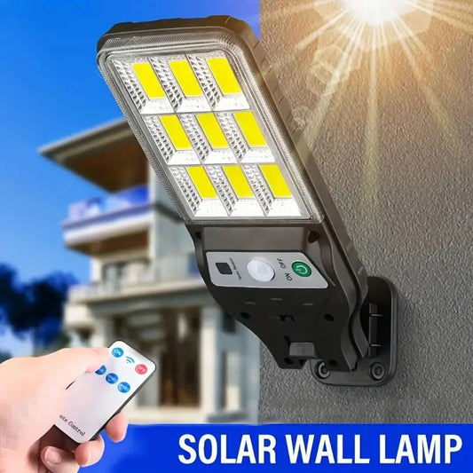 LED Commercial Street Solar Wall Lights Adjustable Angle IR Sensor Floodlight for Patios Gardens Street Fences Gazebos and Decks
