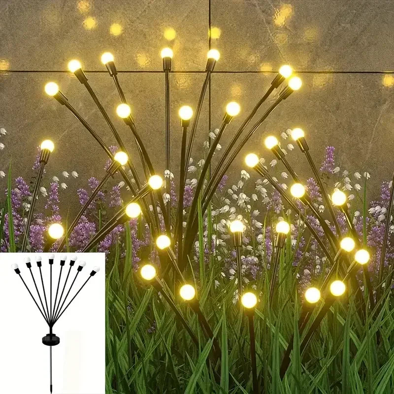 Outdoor Solar Pathway Light Waterproof 6/8/10 Heads Led Powered Swaying Firefly Lamp Star Burst Solar Firefly Garden Light