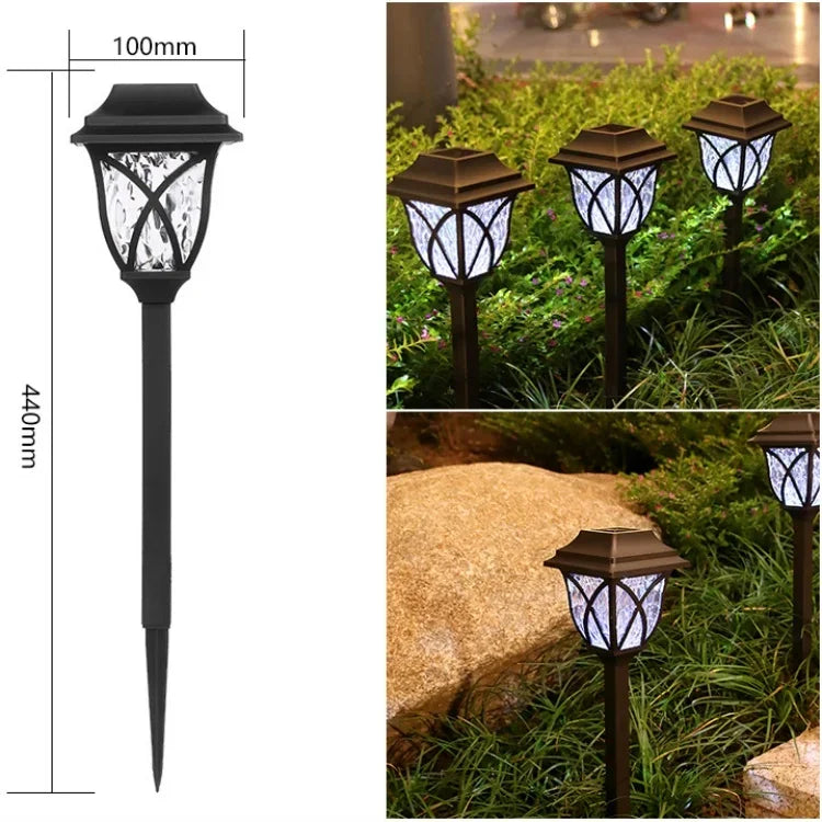 2Pcs LED Solar Lawn Lights Outdoor Waterproof  Powered Lamp Garden Decoration Light For Walkway Path Villa Yard Solar Lamps