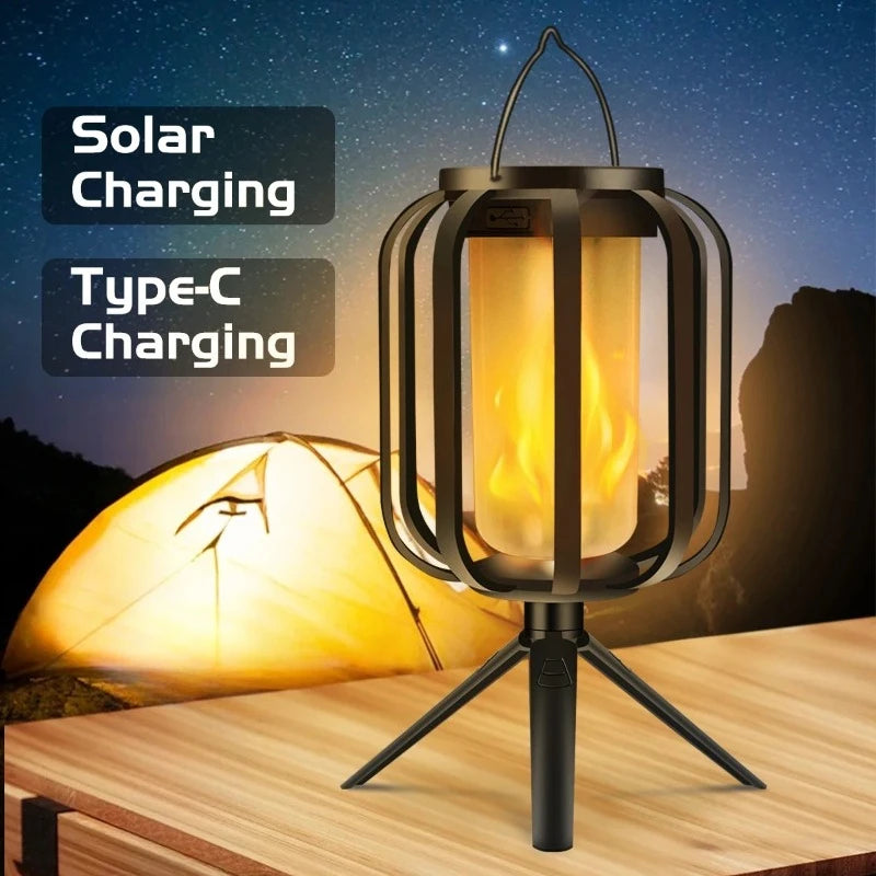 Solar Lanterns Outdoor Hanging Lights Waterproof 2 Charging Way Solar Flame Light for Outside Decorative Lantern for Christmas