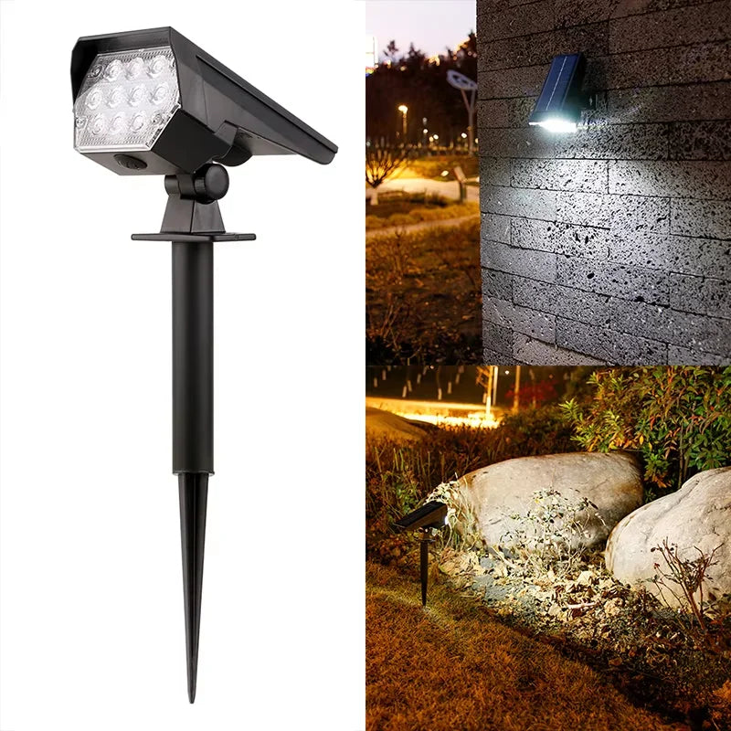 Solar Spotlight Outdoor, 180° Adjustable Waterproof & Anti - aging Ground/Wall Mount, for Garden Yard Landscape Lighting