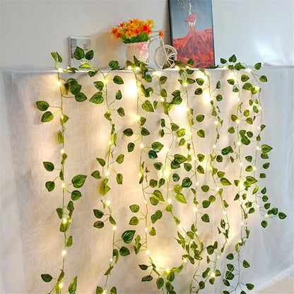 Floral Green Leaf String Lights Artificial Vine Fairy Lights Solar Lights Garland Lights for Home Decoration