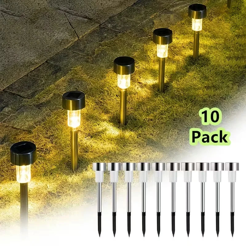 10pcs Solar Lawn Lights IP44 Waterproof Outdoor Garden Lighting for Halloween Christmas Party Yard Patio Pathway Landscape Decor