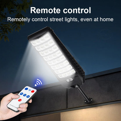 3 Modes 640LED Big Solar Street Lights Outdoor Sunlight Motion Sensor Solar Street Remote Control Waterproof Courtyard Wall Lamp