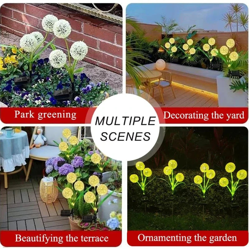 Solar Lights Outdoor Garden Decor,Solar Garden Lights Decorative Dandelion with LED Waterproof Solar Lights Outdoor for Yard