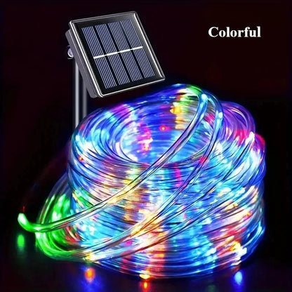 LED Solar String Lights Garden Waterproof Tube Rope Lamp Christmas Garland Fairy Lights For Outdoor Holiday Decoration Lighting