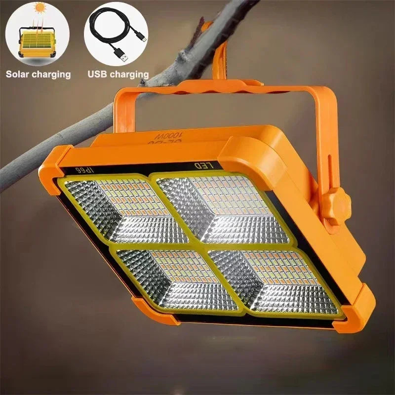 NEW LED Solar Floodlight USB Rechargeable Emergency Camping Lantern Waterproof Outdoor Portable Searchlight Spotlight Flood Lamp