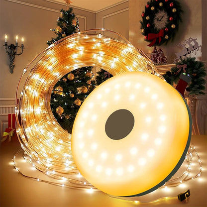 Camping String Lights Portable Rechargeable LED Fairy Light, USB for Hiking Travel Tent Yard Garden Decoration and Holiday Gift