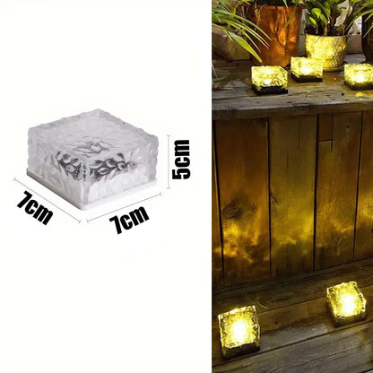 1PC Solar Ice Brick Lights IPX44 LED Paver Lights Outdoor Rock Brick Landscape Lamp for Garden Yard Pathway Patio Decor 4x4 Inch