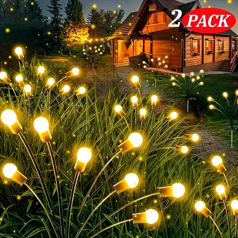 1/2 PCS Solar Garden Firefly Lights Outdoor Waterproof Starburst Swing Decorative Lamps for Path Yard Patio Pathway Landscape