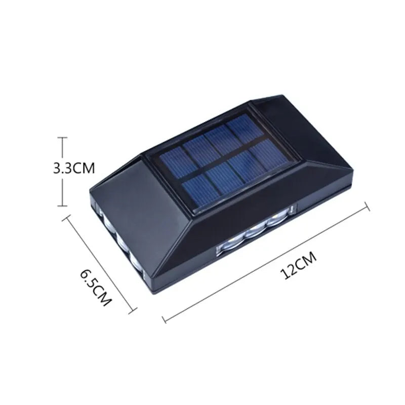 1/2//6pcs  LED Solar Wall Lamp Garden Outdoor Waterproof Four Sides Glowing Light Staircase Balcony Lighting Solar Wall Lights